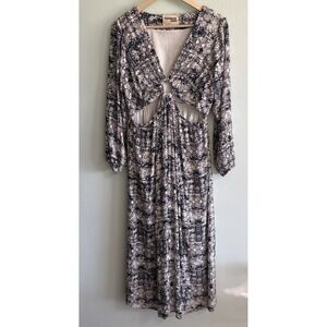 Savanna Jane Maxi Dress Women Large Cut Out Geometric Tribal Boho Peasant Beach